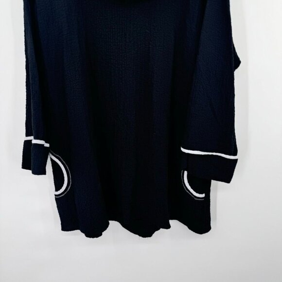 Ali Miles Black Cowl Neck crinkle Tunic Top size 2X plus Pockets women's - Picture 4 of 12